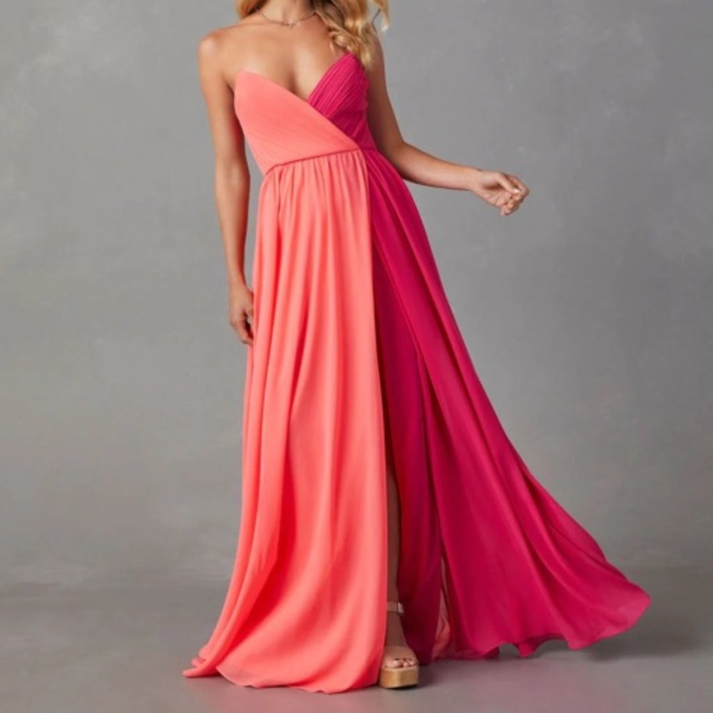Vici Summer Sorbet Strapless Colorblock Maxi Dress